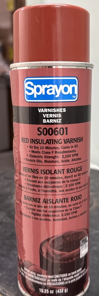 SPRAYON SC0601000 Insulating Varnish Red 15.25 oz Aerosol 1D276