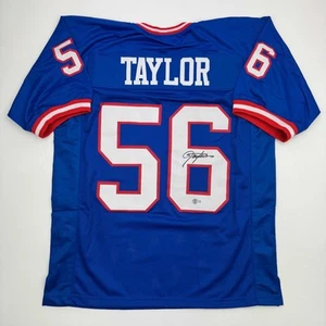 Autographed/Signed LAWRENCE TAYLOR New York Blue Football Jersey JSA COA Auto - Picture 1 of 4