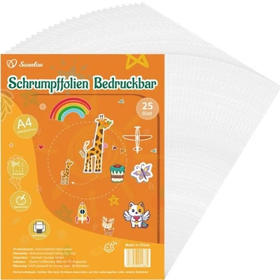 Schrumpffolie, Bastelfolie, A4, Transparent, bedruckbar, 25 Blatt, DIY - Bild 1 von 4