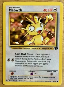 Pokemon Juego de Cartas Coleccionables Meowth 62/82 Team Rocket Ilimitado Común - Imagen 1 de 2