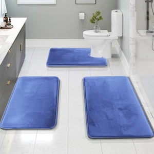 3Piece Bathroom Rugs Bath Mat Set Velvet Memory Foam Bath Mats for Bathroom  No - Picture 1 of 9
