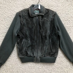 VINTAGE Outdoor Exchange Lederjacke Small Erwachsene grau Full Zip Bomber 90er Herren - Bild 1 von 9