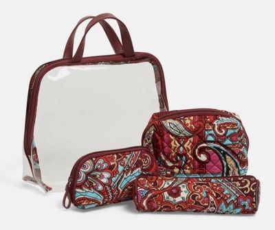 Vera Bradley 4 PIEZAS ORGANIZADOR COSMÉTICO Juego de artículos de tocador de viaje REGAL PAISLEY Foto 1 de 4