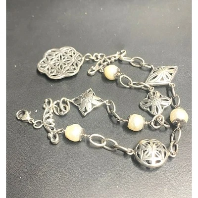 华丽的 925 纯银和珍珠 2 股表链 SKY — 第 1/4 张图片