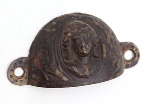 Antique 3.5 in. Black Cast Iron Victorian Figural Bin Pull - Picture 1 of 4