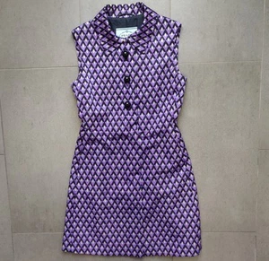 Prada AW12 Wool Silk Purple Black Diamond Sleeveless Collared Dress 38 Mod Italy - Picture 1 of 24