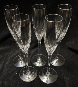 Set Of 5 Lenox Platinum Rimmed Champagne Flute Glasses - Picture 1 of 6