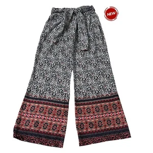 Sim & Sam Damenhose blau koralle Blumenmuster hoher Bund flache Vorderseite Größe Small neu mit Etikett | 3-23 - Bild 1 von 8