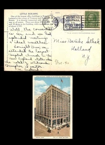 Mayfairstamps US 1931 Boston to Holland NY Little Building Postcard aau_65319 - Picture 1 of 2