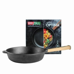 Cast Iron Deep Skillet Detachable Wooden Handle Optima Pan 2.1L 24cm - Picture 1 of 2