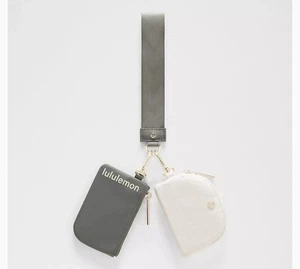 Lululemon Dual Pouch Wristlet Grey /Sage/Light Ivory/Gold NEW - Picture 1 of 3