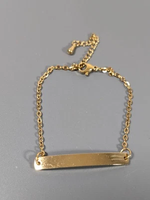 Pulsera de identificación clásica tono dorado cadena no grabada 8,5 pulgadas ajustable retro chic Foto 1 de 4