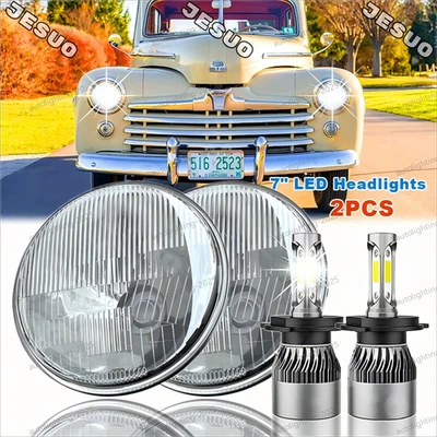 Par de faros LED redondos de 7" pulgadas para Ford Deluxe 1939-1951 Foto 1 de 4