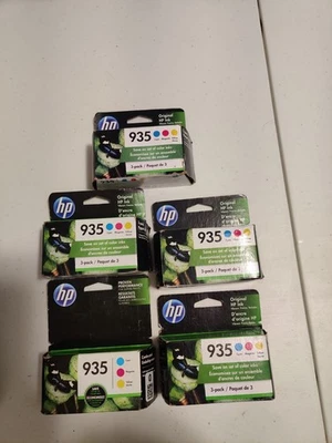 Cartuchos de tinta HP 935 autênticos 3 PACOTES C/M/Y novo em folha lote de 5 - Imagem 1 de 4