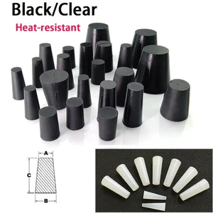 Conical Rubber Stopper Silicone Plugs Sealing Conical Rubber Plugs Clear/Black - Picture 1 of 9