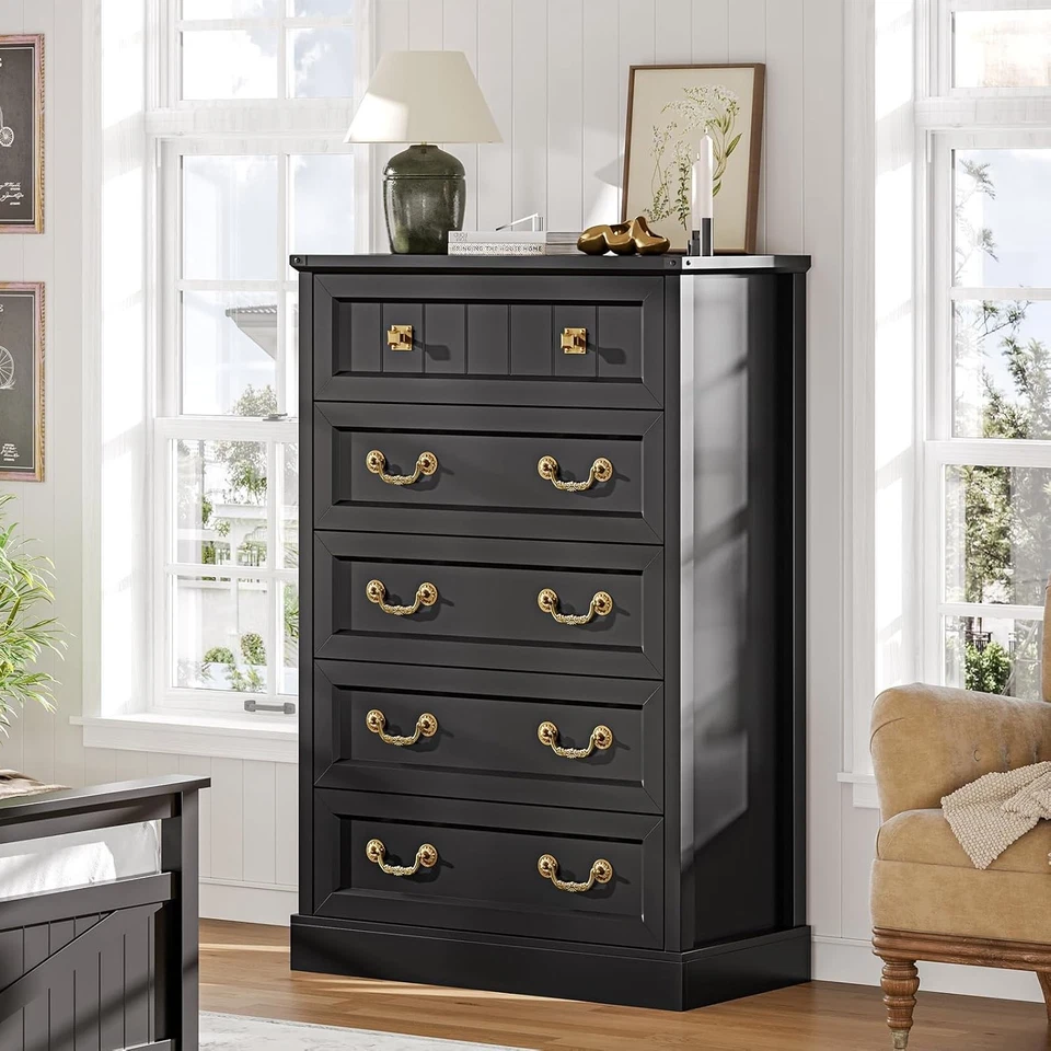 Farmhouse 5 Drawers Dresser for Bedroom, 48''Tall Wood Rustic Chest of Drawers - Image 1 of 1