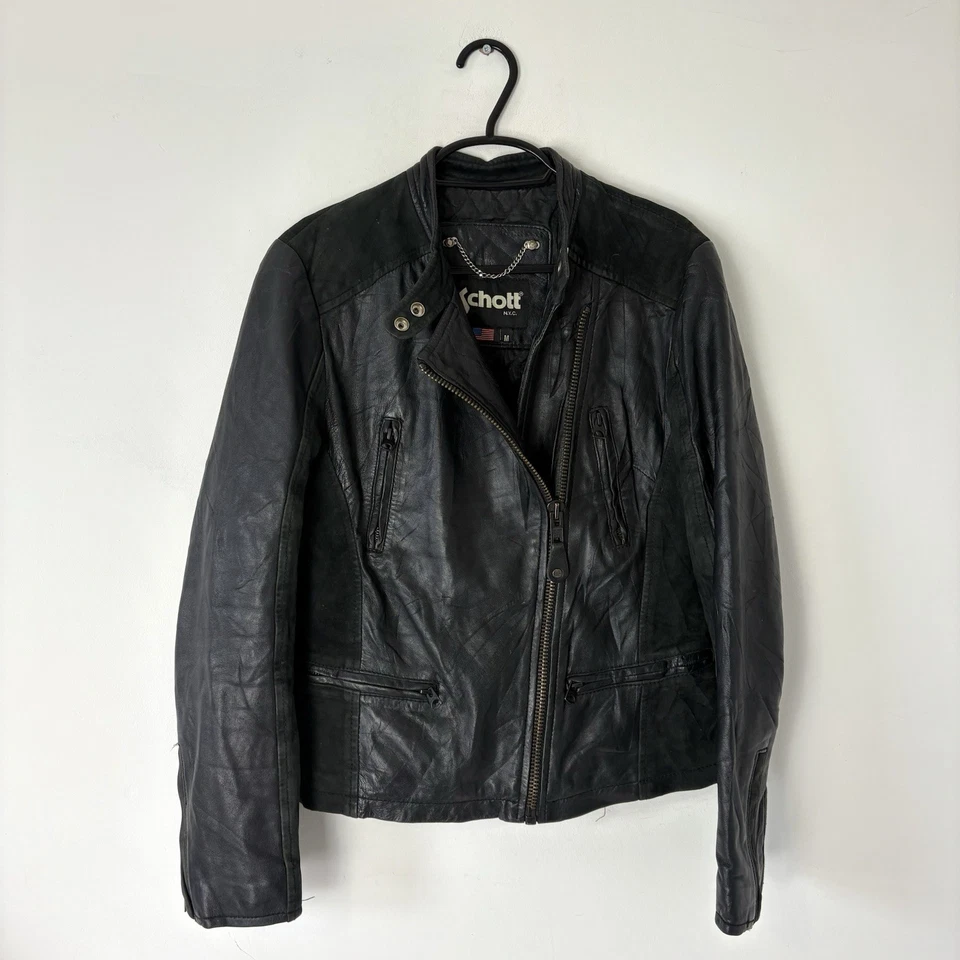 Vintage Ladies Schott NYC Leather Biker/Motorcycle Jacket - LCW 6815 - Medium - Image 1 of 4