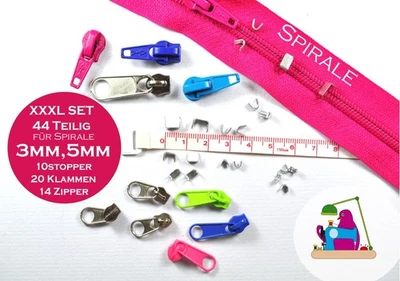 Reißverschluss Reparatur Set 3mm 5mm Spirale Nylon Zipper Stopper Klammern - Bild 1 von 4