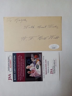 William F. Webb Signed 1943 Card JSA Certified Autograph WWII Era- # - Image 1 of 3