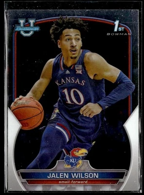 2022-23 Bowman University Chrome Jalen Wilson Kansas Jayhawks #67 - Image 1 of 2