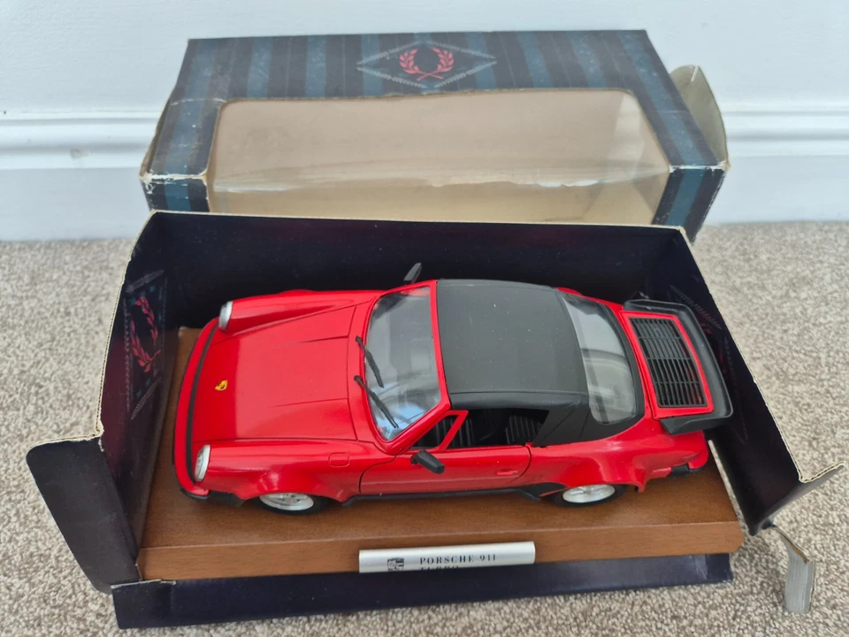 1/18 POLISTIL CLASSIC PORSCHE 911 TURBO CONVERTIBLE RED DIECAST MODEL CAR - Image 1 of 4