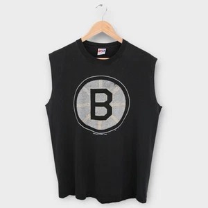 Vintage Boston Bruins Herren Cutoff Sleeveless T-Shirt 90s Black Faded Size Large - Bild 1 von 6