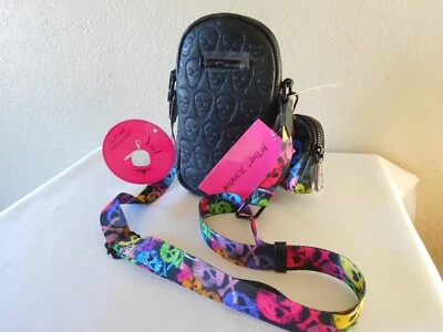 Новый Betsey Johnson XOMindy череп сумка через плечо + мешок черный мульти - Изображение 1 из 4