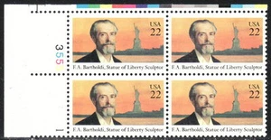 US #2147 22¢ Frederic A. Bartholdi UL Plate Block MNH - Picture 1 of 1