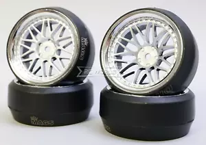 RC 1/10 DRIFT Wheels 0 Degree 3 PIECE 3+9MM Stagger Offset SILVER / CHROME (4PC) - Picture 1 of 8