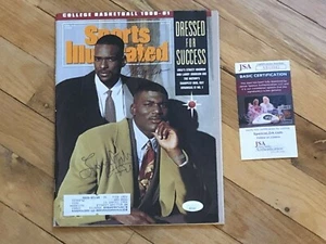 LARRY JOHNSON & STACEY AUGMON SIGNED SPORTS ILLUSTRATED 1990 UNLV DUO JSA COA - Picture 1 of 6