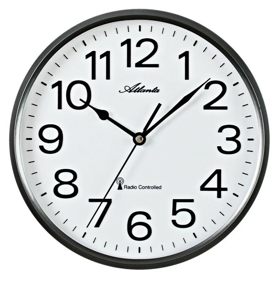 ATLANTA Moderne Funkwanduhr Anthrazit Analog Rund Küchenuhr  - 4378/4 - Bild 1 von 1