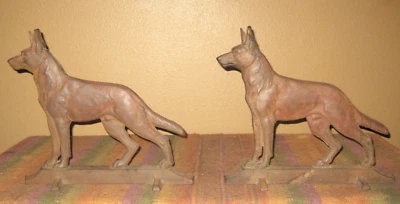 RARE 🔥 VINTAGE GERMAN SHEPHERD FIREPLACE ANDIRONS_NO OTHERS AVAILABLE_HANDMADE? - Image 1 of 4