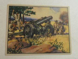 R173 GUM INC WORLD IN ARMS FIELD ARTILLERY #3 75 MM HOWITZER 1939 NON SPORT VGEX