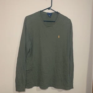 Vtg Polo Ralph Lauren Long Sleeve T-Shirt Polo RL Medium Forest Green Tee - Picture 1 of 5