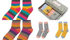 Bambus Damensocken verpackt 2er-Pack Miss Sparrow farbige Streifen Neuheit Hummeln Bienen - Bild 1 von 18
