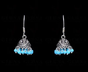 Turquoise Color Zircon Beads Jhumki Earring In Silver For Girls & Women GE031021 - Picture 1 of 3