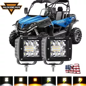 Auxbeam 2X 3'' LED Work Light Strobe Amber White For Polaris RZR 800/900/1000/XP - Bild 1 von 12
