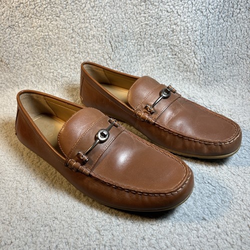 Scarpe mocassino Coach uomo pelle M 9 5 D US Mott Driver FG2984 marrone slip on