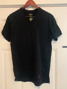 Ralph Lauren Polo Para Hombre Ligero Negro Cuello en V Camiseta Calce Ajustado Grande Nuevo - Imagen 1 de 4