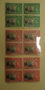 STAMPMART : ST HELENA 1938 KING GEORGE BADGE OF THE COLONY 3v B/4 MNH 12 STAMPS - Picture 1 of 3