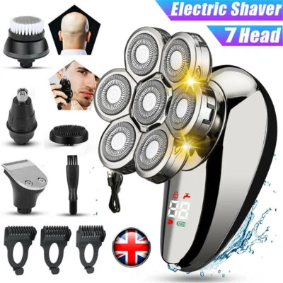 7D Electric Shaver 7 Head Razor Bald Beard Hair Skull Trimmer Beard Remover Men
