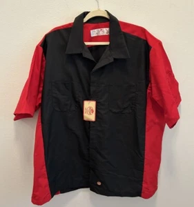 NWT Red Kap Men's 3XL Short Sleeve Two-Tone Red/Black Crew Technician Shirt - Picture 1 of 8