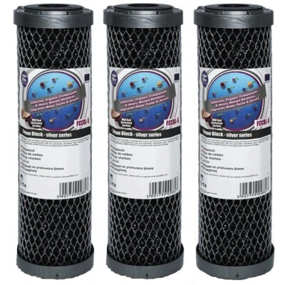 3 x 10" Aquafilter FCCBL-S Series Carbon Block Filters Dechlorinator CTO HMA RO - Image 1 of 2