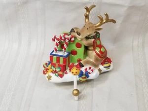 Fitz and Floyd Holidays Stocking Holder Hanger Reindeer Christmas - Picture 1 of 2