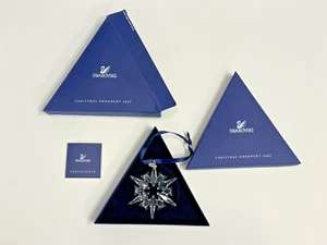Swarovski Snowflake Christmas Ornament 2007 Holiday Star With Blue Ribbon & Box - Picture 1 of 5