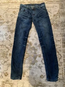 "Pantalones de mezclilla ajustados de cuero negro lavado oscuro para hombre 31 diseñador 30"" 32""" - Imagen 1 de 12