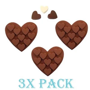 Set 3 Pack Silicone Shape of Heart Love Mold candy Ice cube Chocolate Soap - Picture 1 of 3