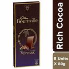 Cadbury Bournville Pack of 5, Rich Cocoa Dark Chocolate Bar, 80g Each, Free Ship