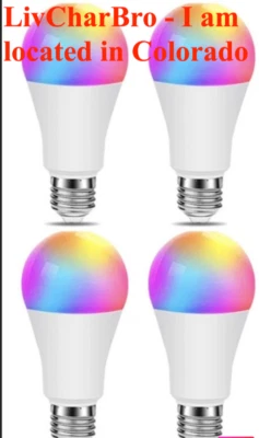 4 智能 LED 灯泡语音控制 Alexa 兼容手机应用程序控制 E26 9W — 第 1/4 张图片