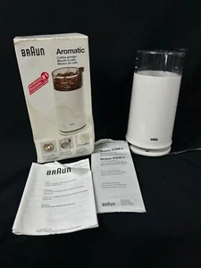 Braun Aromatic KSM 2 White Electric Blade Coffee Bean Grinder Working - Picture 1 of 9